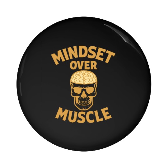 Mindset Over Muscle – Skull & Brain Motivational D Pin Buttons