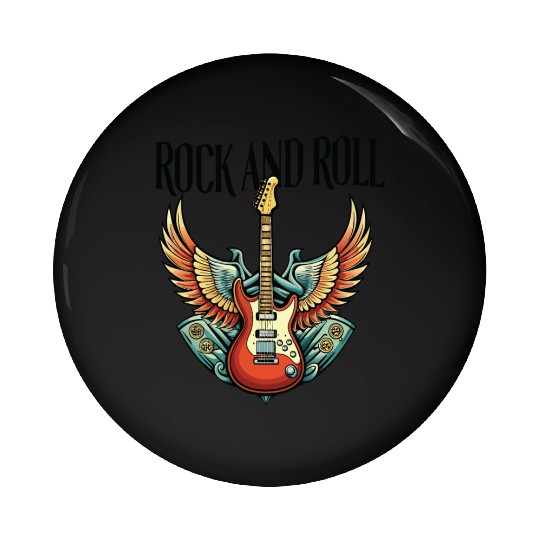 Vintage Retro 80s Rock Roll Music Guitar Wing Pin Buttons