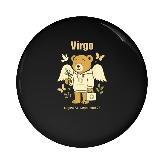 Virgo Bear Pin Buttons