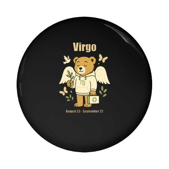 Virgo Bear Pin Buttons