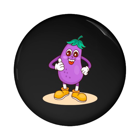 Animated Eggplant Character Design Pin Buttons