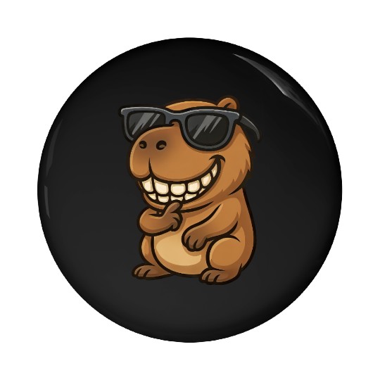Cool capybara guinea pig sunglasses smile Pin Buttons