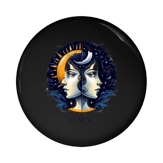 Zodiac Card Gemini Pin Buttons