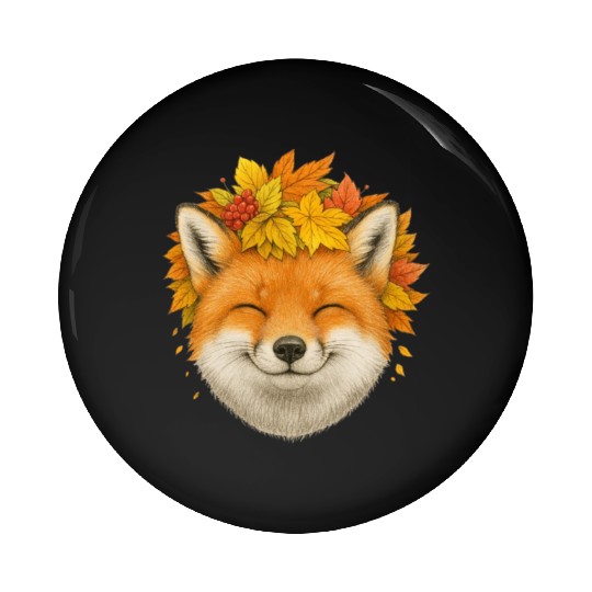 Autumn Fox Smile Pin Buttons