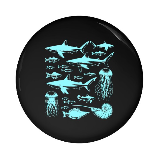 Shark Fish Octopus Nature Pin Buttons