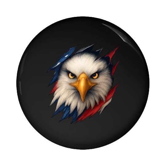 Fierce American Eagle Ripped Design Pin Buttons