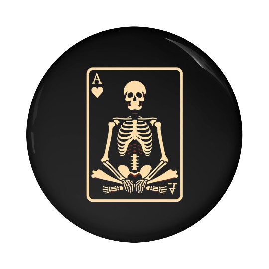 Meditating Skeleton Ace Card Pin Buttons