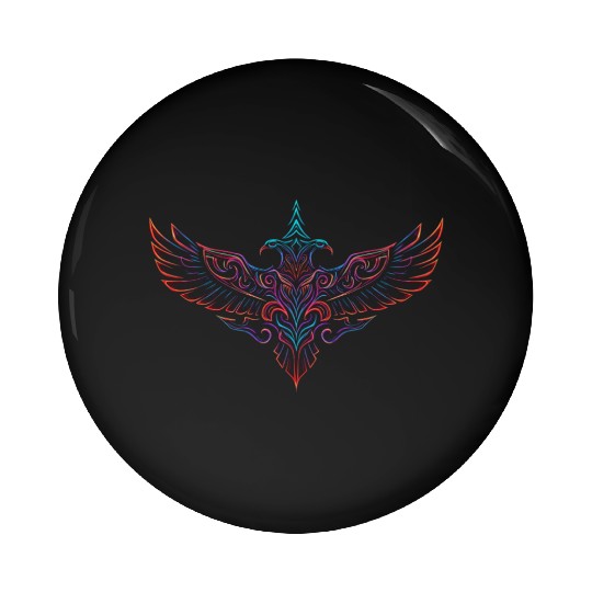 Neon Tribal Two-Headed Phoenix Pin Buttons
