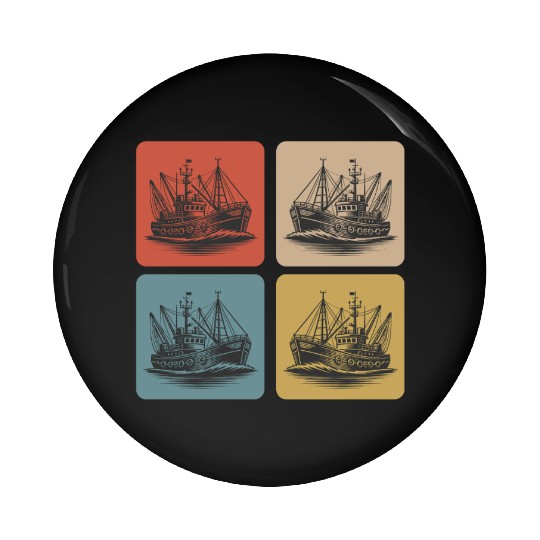 Vintage fishing boat - Maritime Nostalgia Pin Buttons