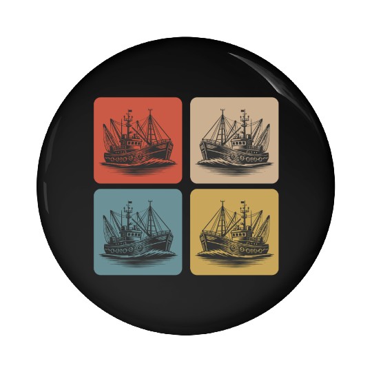Vintage fishing boat - Maritime Nostalgia Pin Buttons