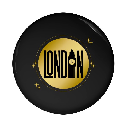 Black & Gold London Skyline Retro City Pride Pin Buttons