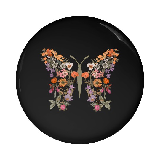 Women Boho Wildflower Summer Flowers Butterfly Sha Pin Buttons