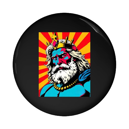 Bold Pop Art Zeus – Colorful Greek God Illustratio Pin Buttons