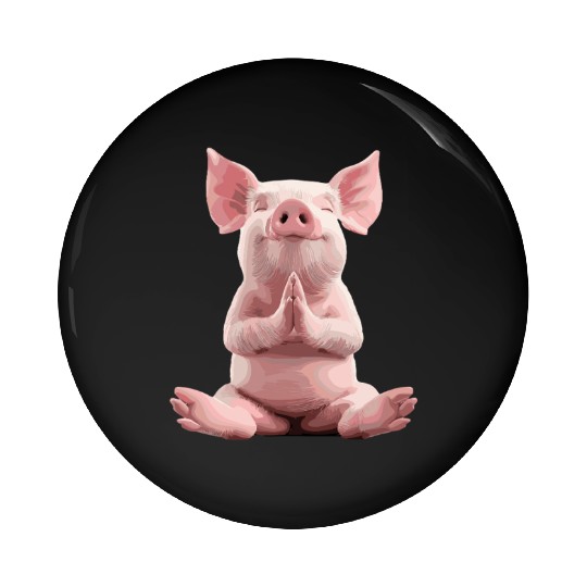 Peaceful Meditating Pig Artwork for Relaxation Pin Buttons
