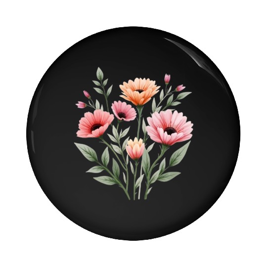 Meadows Whisper Watercolor Wildflower Bouquet Pin Buttons