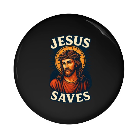 Jesus Saves Pin Buttons Design | Bold Semi-Realistic