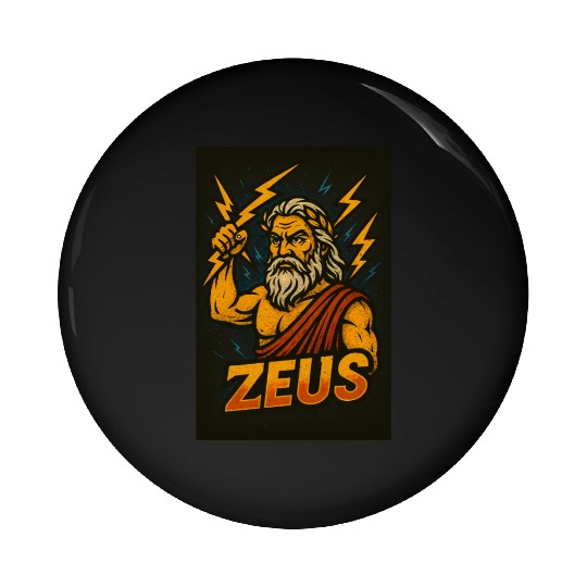 Epic Zeus Thunderbolt Illustration Pin Buttons