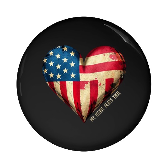My Heart Beats True American Flag Pin Buttons