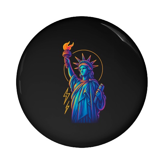 Statue of Liberty Neon Pin Buttons Design