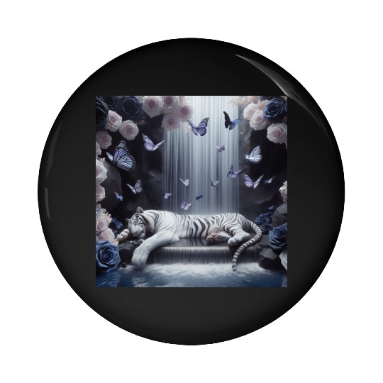 Butterfly Spirit Guardian: White Tiger & Black Ros Pin Buttons