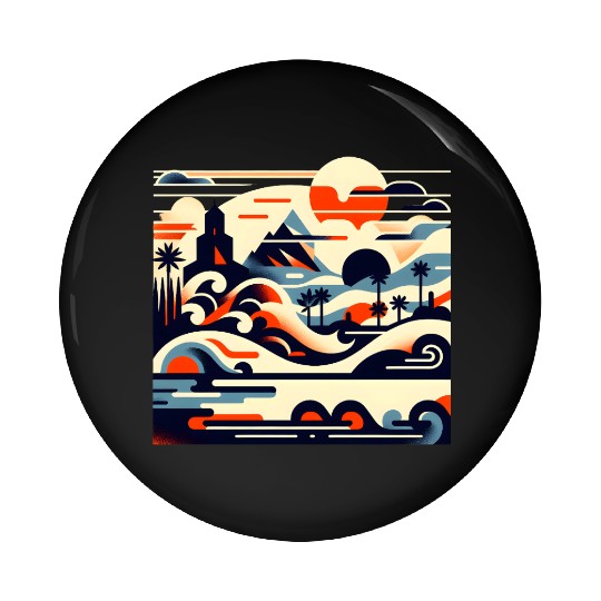 Tropical Waves & Mountains Art Pin Buttons