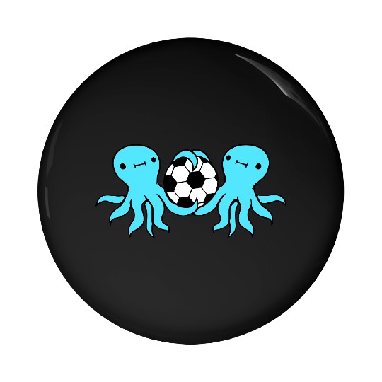 2 octopus team friends playing soccer ball sport Pin Buttons