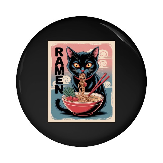 Ramen Cat Japanese Style Pin Buttons