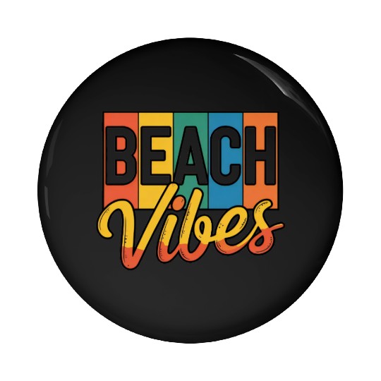 Beach Vibes Bold Retro Design Pin Buttons