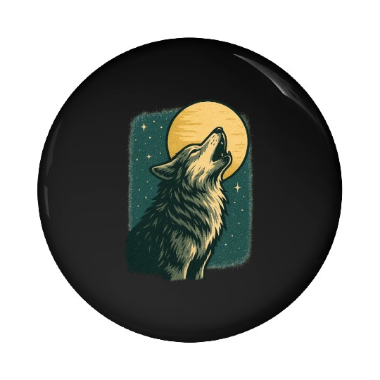 Lone wolf howl at the moon Pin Buttons