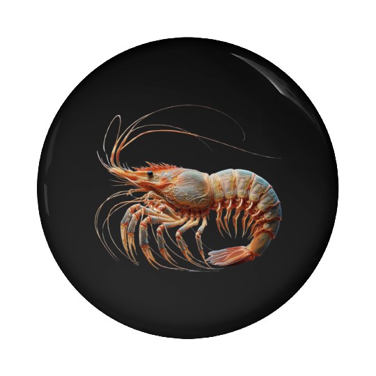 Ocean Elegance : The Grace of a Shrimp Pin Buttons