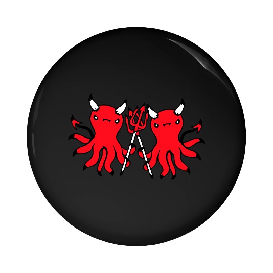 2 octopus devil hell team friends satan evil sweet Pin Buttons