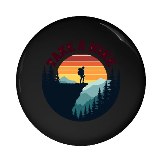 Take A Hike - Vintage Sunset Mountain Silhouette Pin Buttons