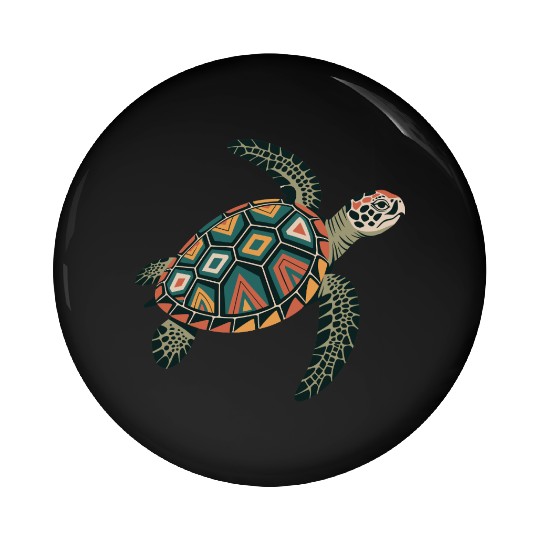 Sea Turtle Geometric Pattern Shell Pin Buttons