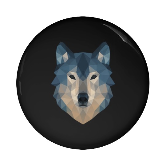 Geometric Wolf Face – Bold Abstract Wild Animal Ar Pin Buttons