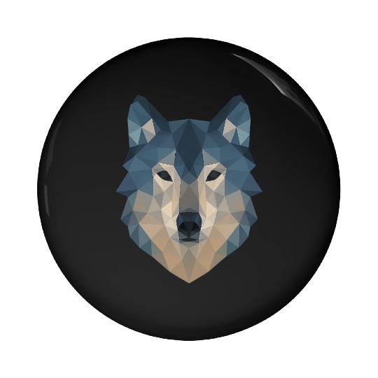 Geometric Wolf Face – Bold Abstract Wild Animal Ar Pin Buttons