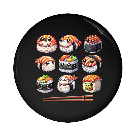 Funny Kawaii Sushi Anime Cute Japanese Food Lover Pin Buttons