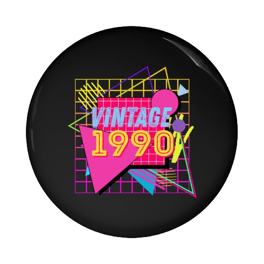 1990 Birthday Gift Retro Neon 90s Style Pin Buttons