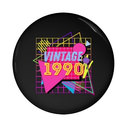 1990 Birthday Gift Retro Neon 90s Style Pin Buttons