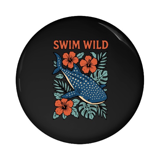 Swim Wild | Tropical Whale Shark Design Pin Buttons