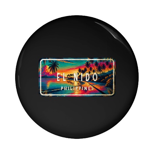 El Nido - Tropical Retro Sign Pin Buttons