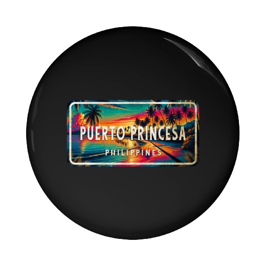 Puerto Princesa - Tropical Retro Pin Buttons