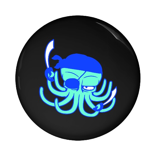 Octopus pirate crew captain sailor buccaneer sail Pin Buttons