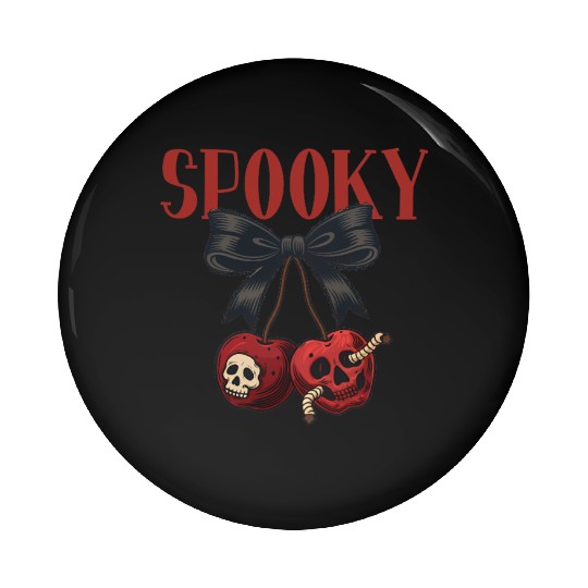 Spooky Skull Cherry Bow Halloween Pin Buttons