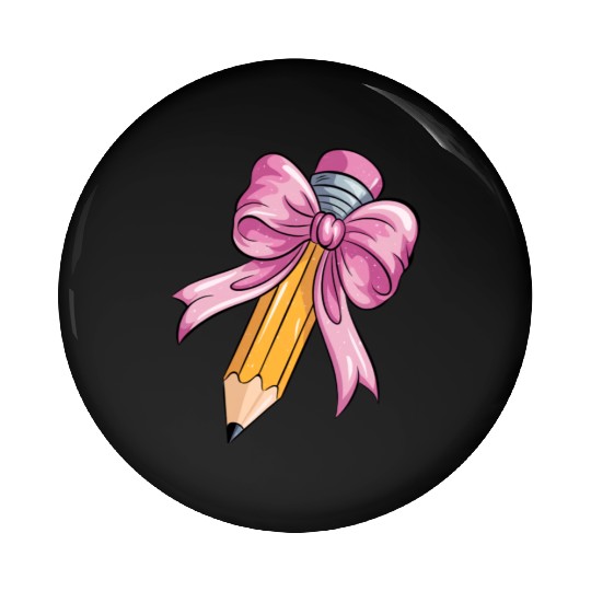 Teacher Coquette Bow Pencil Bow Pin Buttons