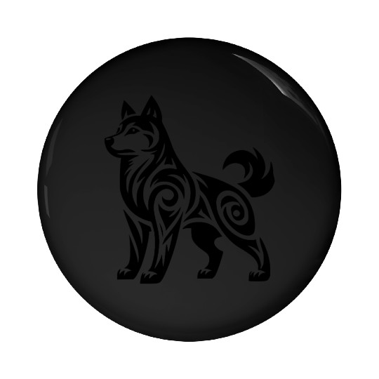 Mystical Powerful Tribal Husky Dog Pin Buttons