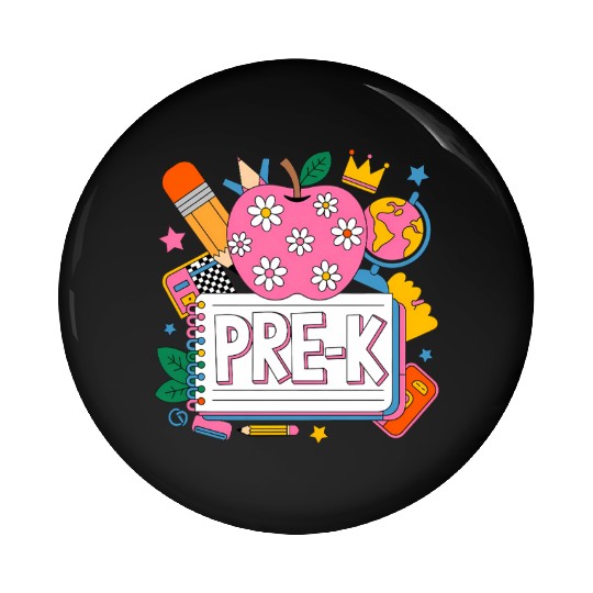 Pre K Teacher Back To School Apple Notebook Pin Buttons