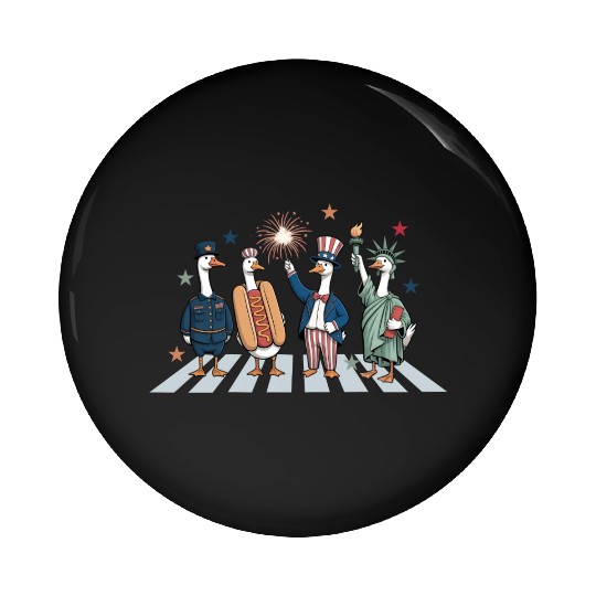 Patriotic Goose 4th of July Silly Goose Pin Buttons