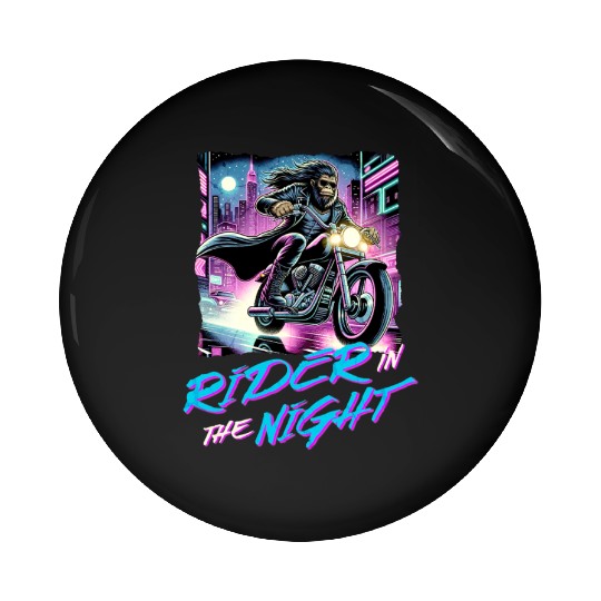 Bigfoot Rider In The Night Pin Buttons