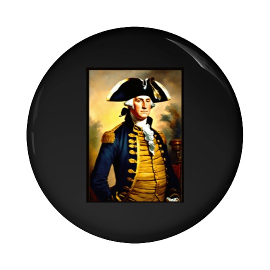 George Washington in revolutionary bttlefield a Pin Buttons