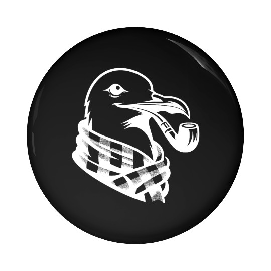 Nordic Seagull Art With Sailor Flair Pin Buttons